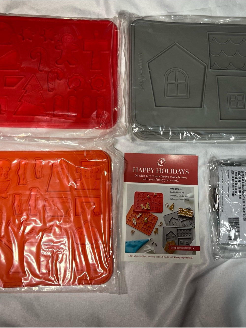 Pampered Chef Silicone Cookie Molds Gingerbread House Christmas Halloween NEW
